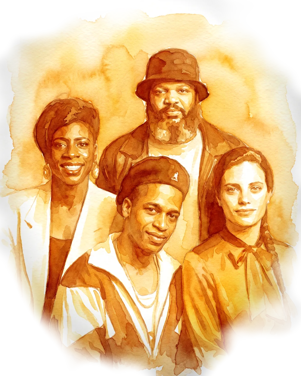 Sunday Best — watercolour band portrait