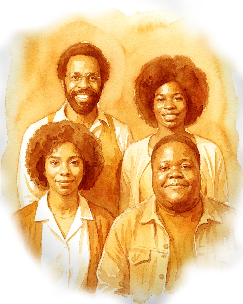 Sunward — watercolour band portrait