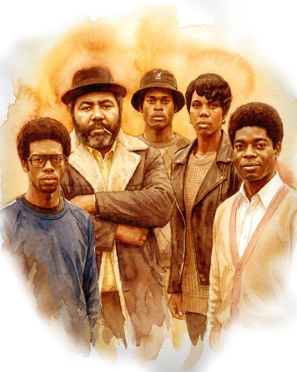 Woolwich Ferry Hi-Fi — watercolour band portrait